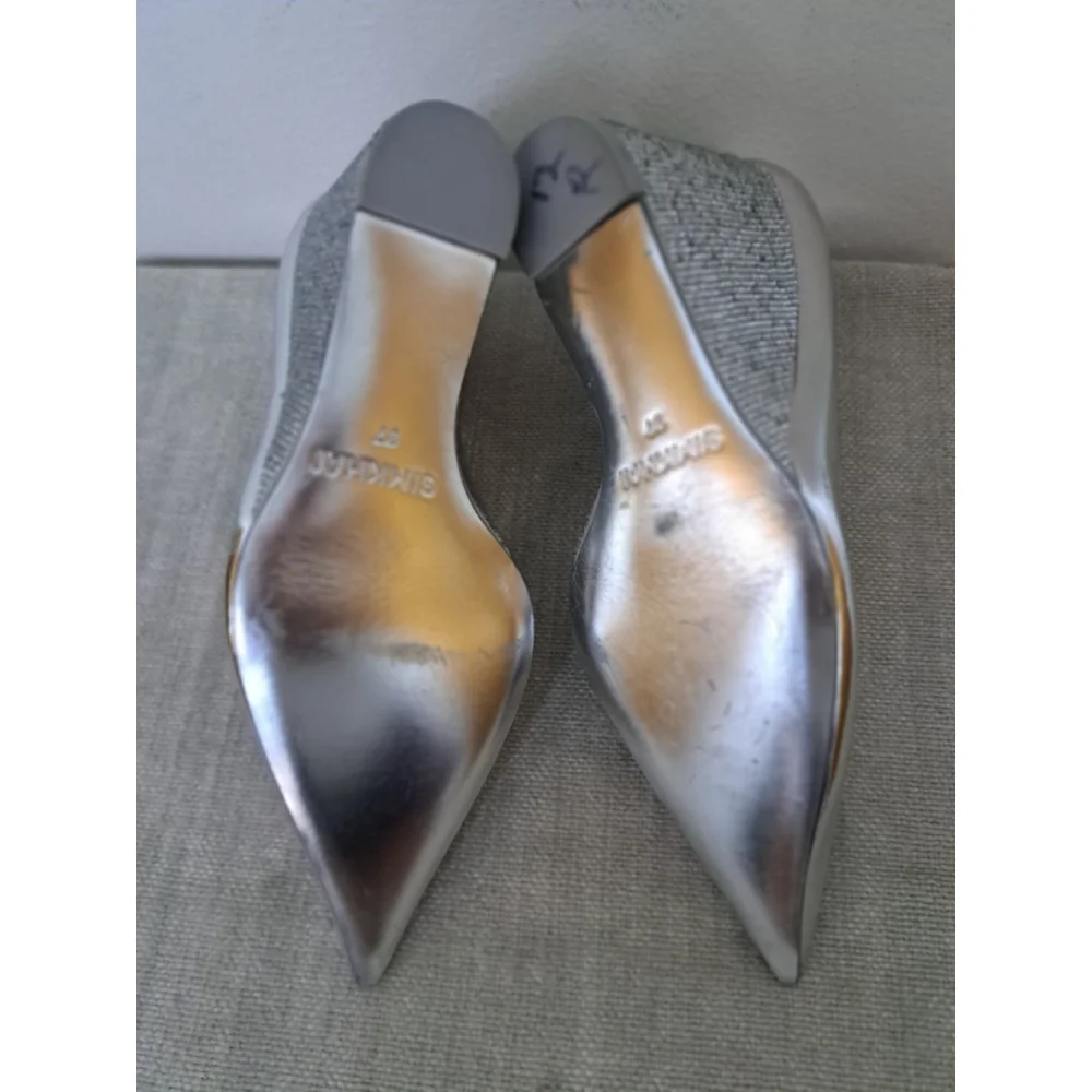 SIMKHAI Shoes Wedge Size EU37-US 7 Silver Mirrored Rhinestone Metallic‎